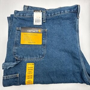 Carhartt B237 DST Mens 54X30 Denim Work Dungaree Fit Straight Leg Jeans